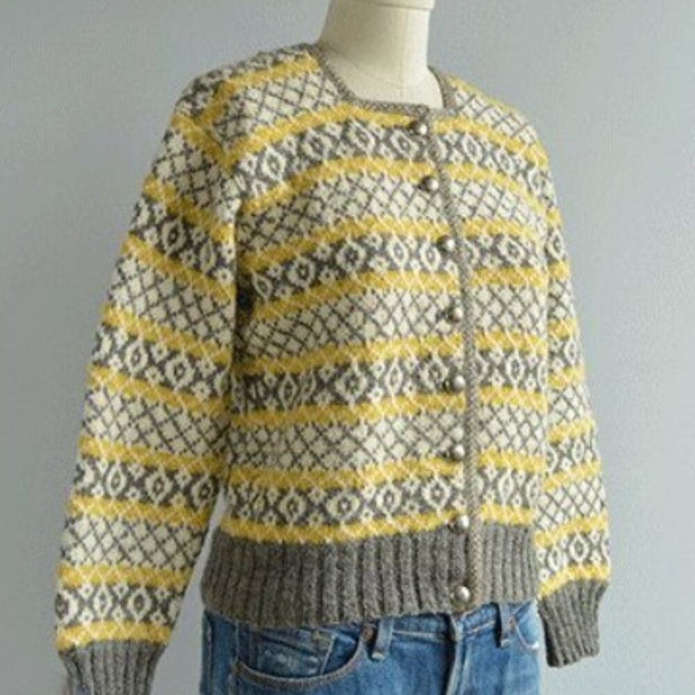 Vintage 1950's Husfliden Bergen Wool Cardigan Sweater with Metal Buttons Size S